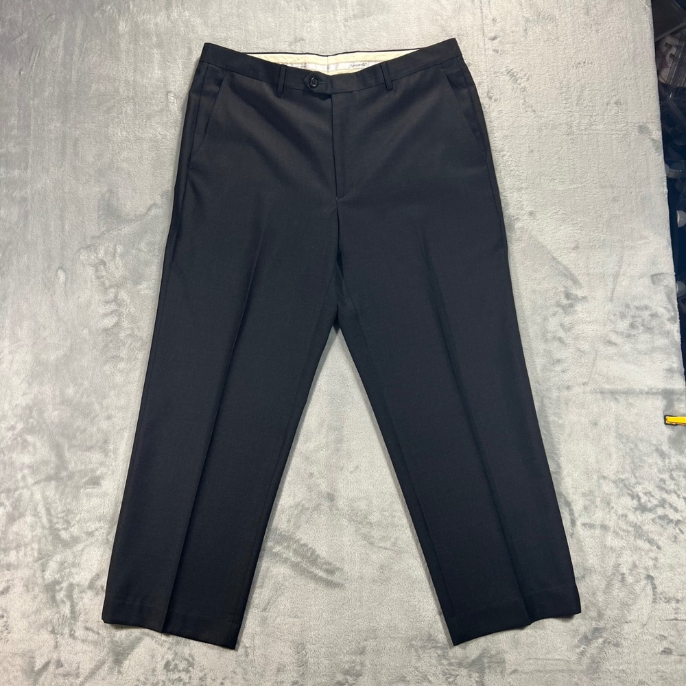 Santorelli Romeo Dress Pants Mens 38x28 Charcoal Grey Good Italian Virgin Wool